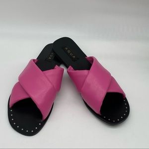 AQUA
Women's Silky Criss Cross Slide Sandals in Pink size 9M